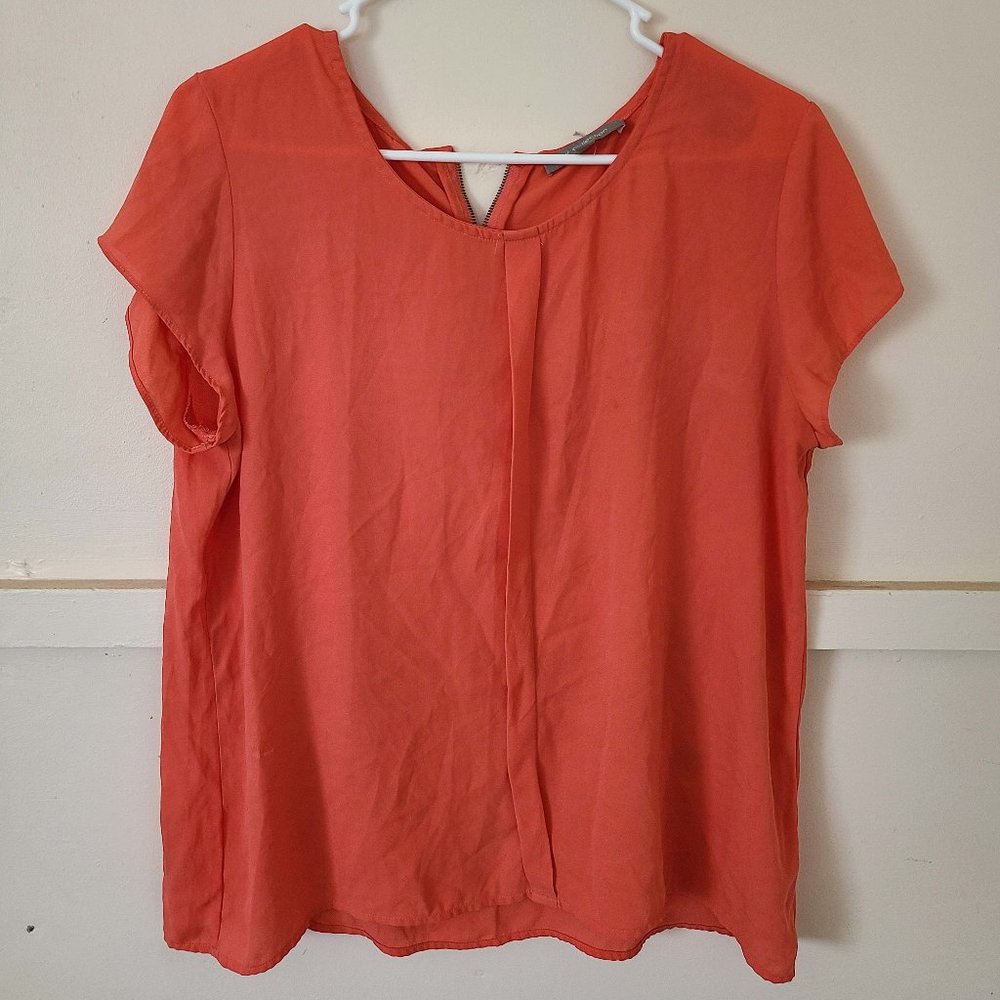 NY Collection Short Sleeve Size Large Business Casual Salmon Blouse